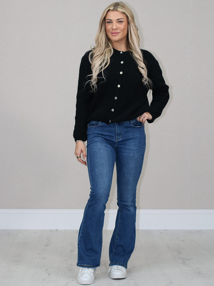 Crop Knitted Cardigan Black