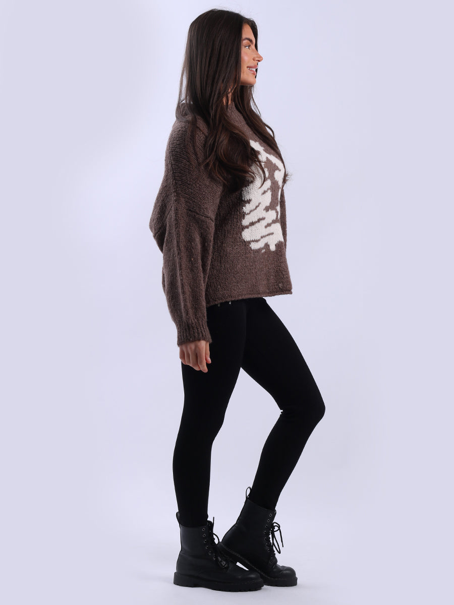 Wool Knit Xmas Tree Crop Jumper