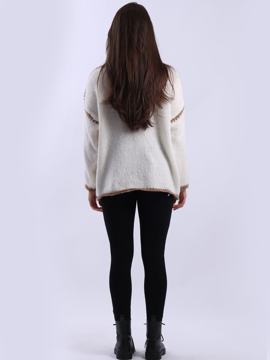 Funnel Neck Whipstitch Wooly Sweater