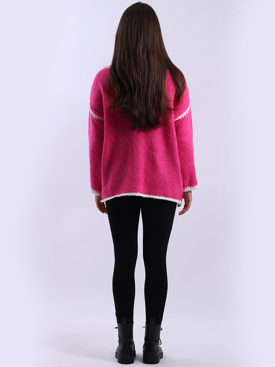 Funnel Neck Whipstitch Wooly Sweater