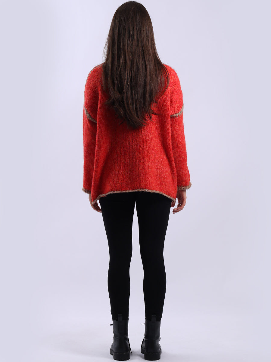 Funnel Neck Whipstitch Wooly Sweater