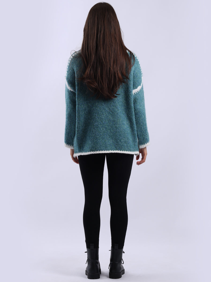 Funnel Neck Whipstitch Wooly Sweater