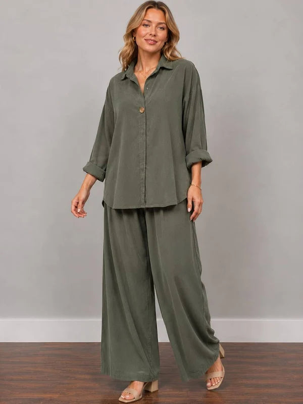 Front Button Plus Size Corduroy Baggy Shirt Top