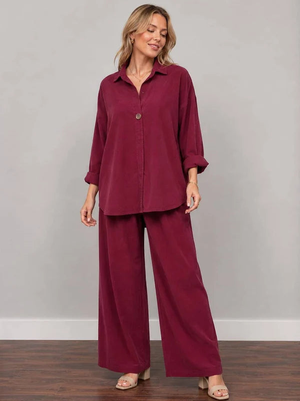 Front Button Plus Size Corduroy Baggy Shirt Top