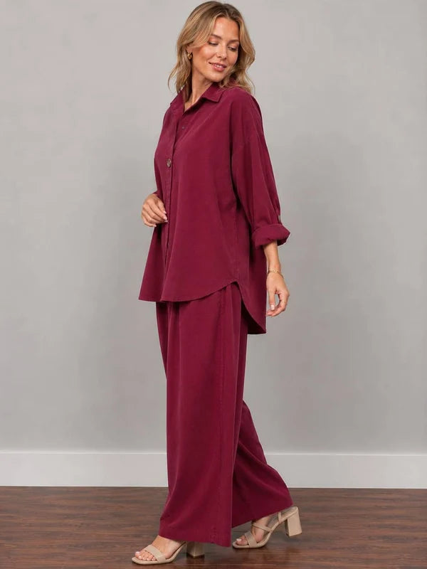 Front Button Plus Size Corduroy Baggy Shirt Top