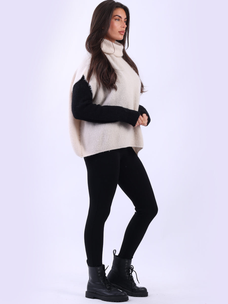 Cowl Neck Batwing Wool Knit Jumper