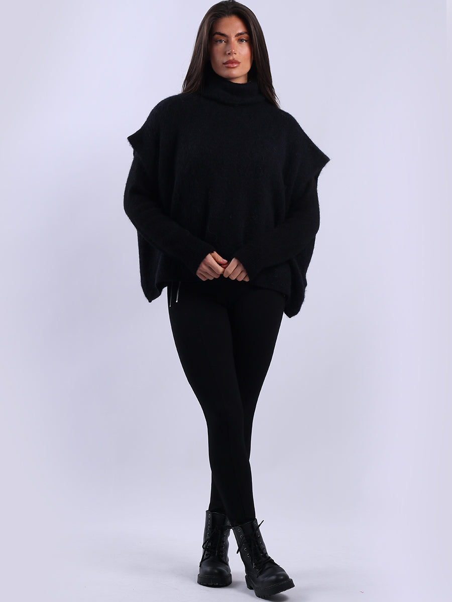 Cowl Neck Batwing Wool Knit Jumper