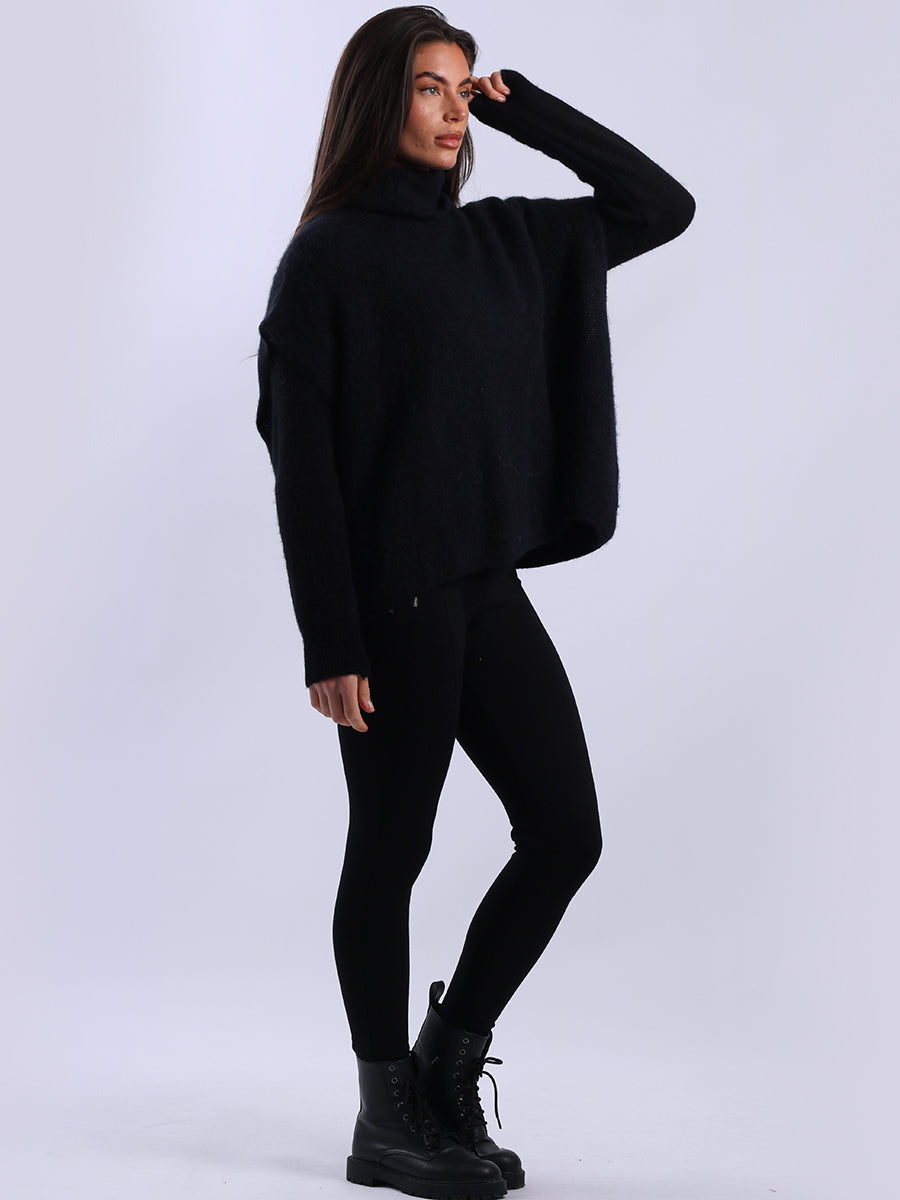 Cowl Neck Batwing Wool Knit Jumper