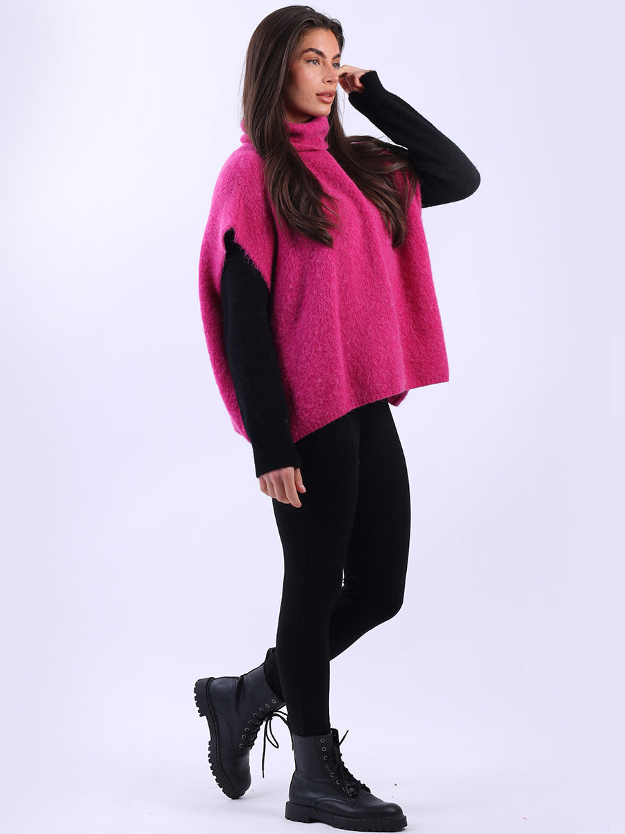 Cowl Neck Batwing Wool Knit Jumper