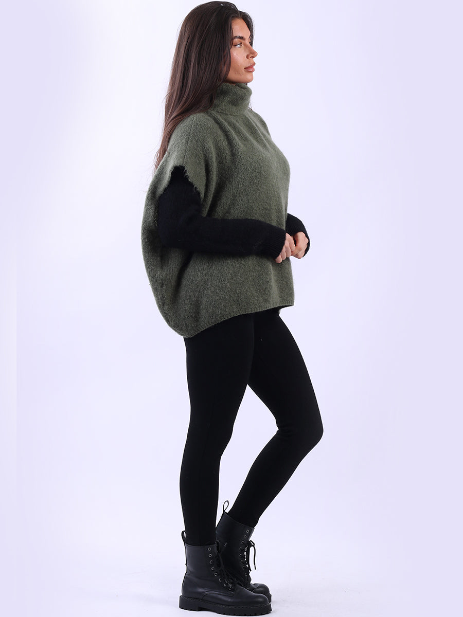 Cowl Neck Batwing Wool Knit Jumper