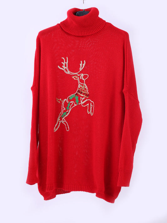 Batwing Knit Reindeer Xmas Jumper