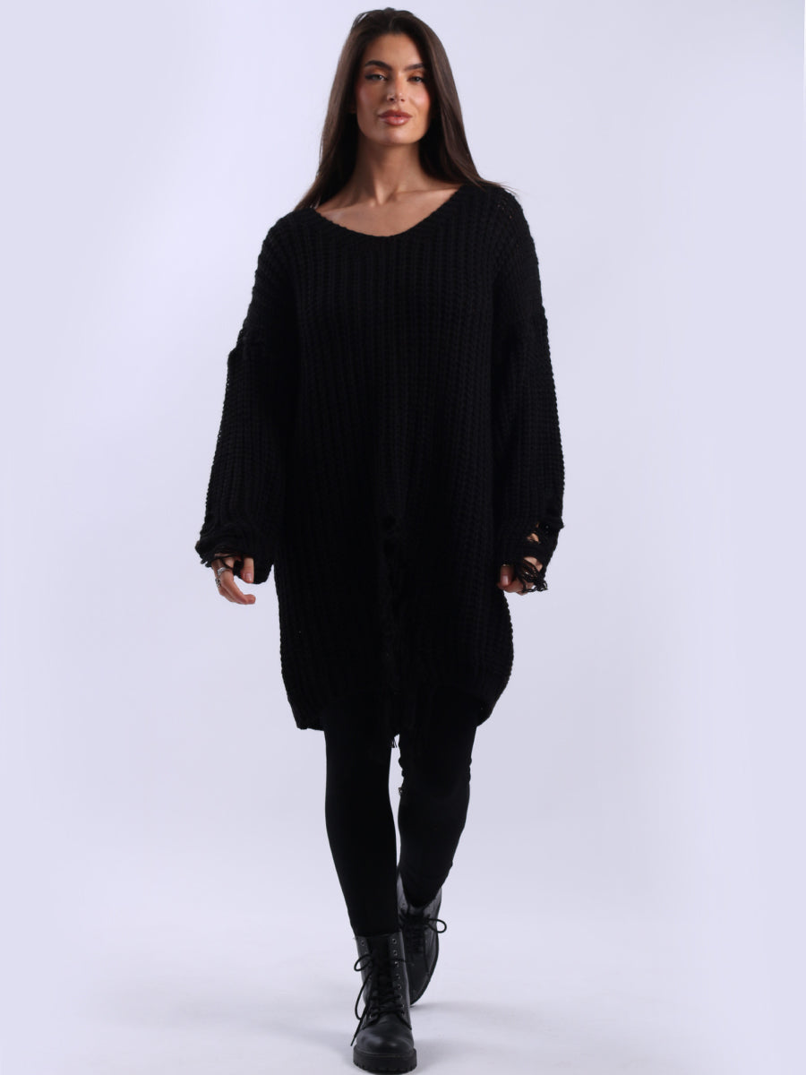 Women Loongline Fringe Chunky Knit Jumper