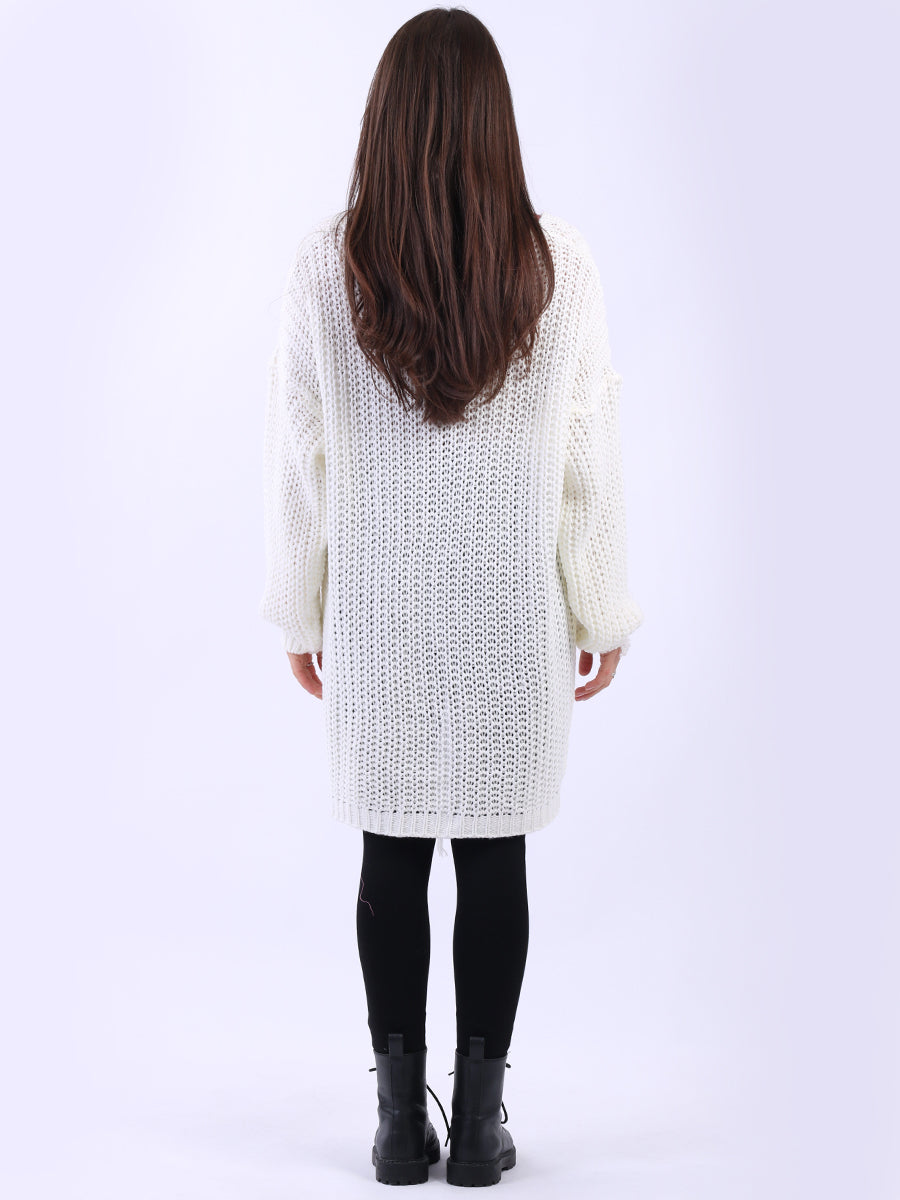 Women Loongline Fringe Chunky Knit Jumper