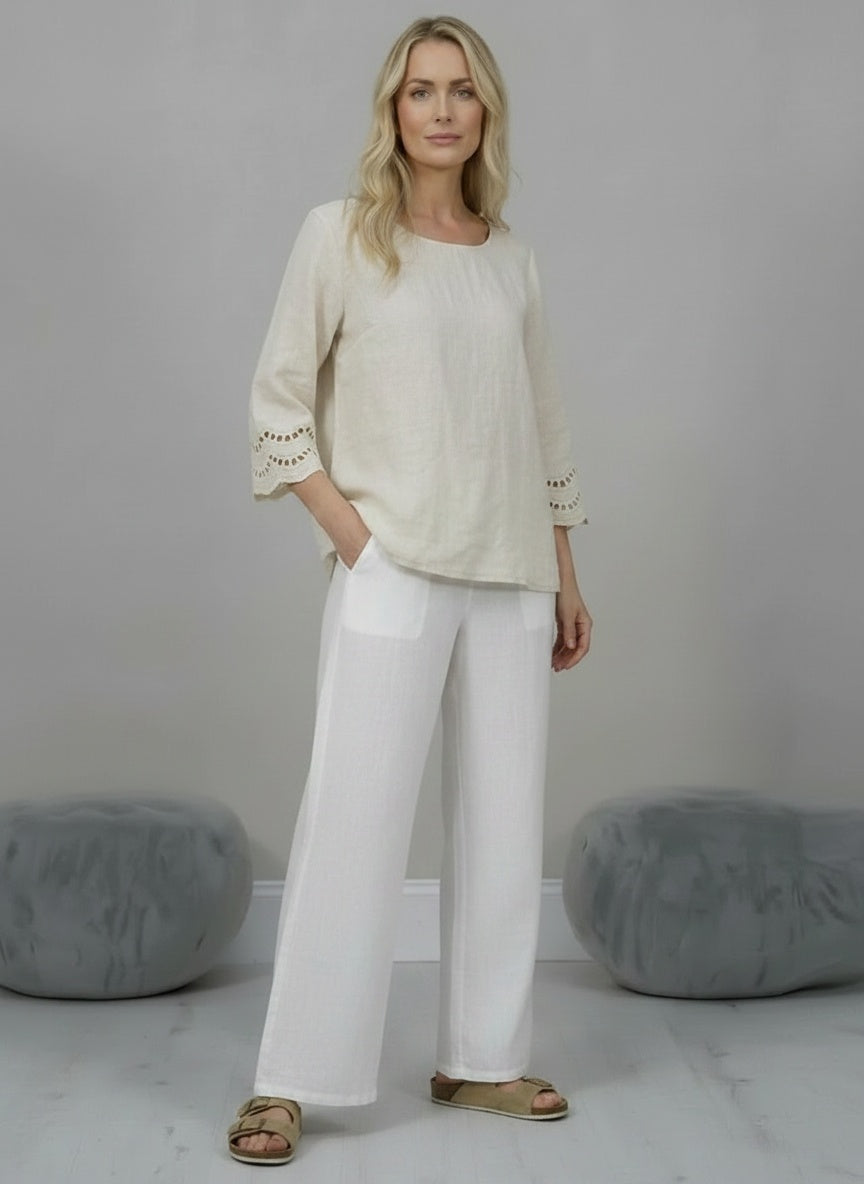 Linen Crop Top Beige
