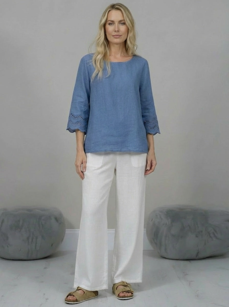 Linen Crop Top Denim