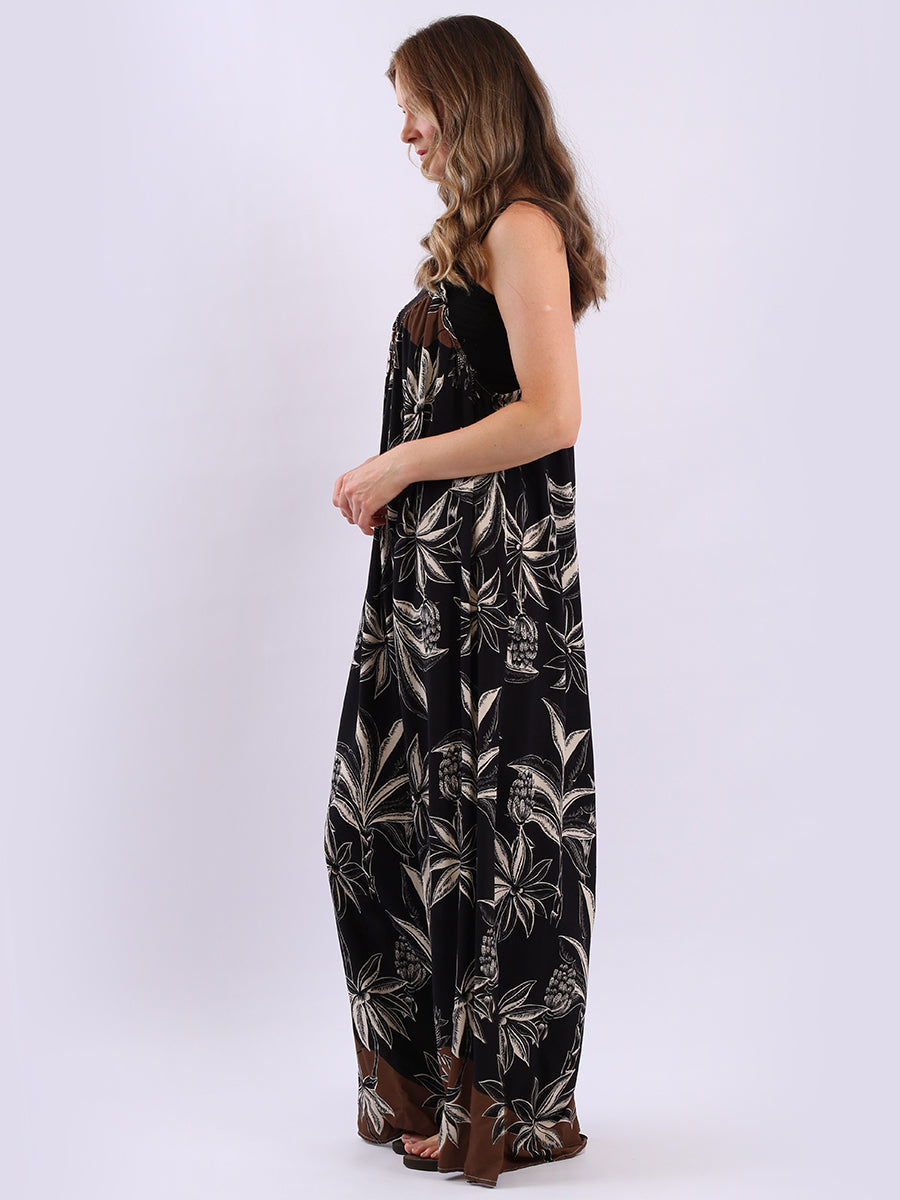 Sleeveless Plus Size Floral Cotton Jumpsuit