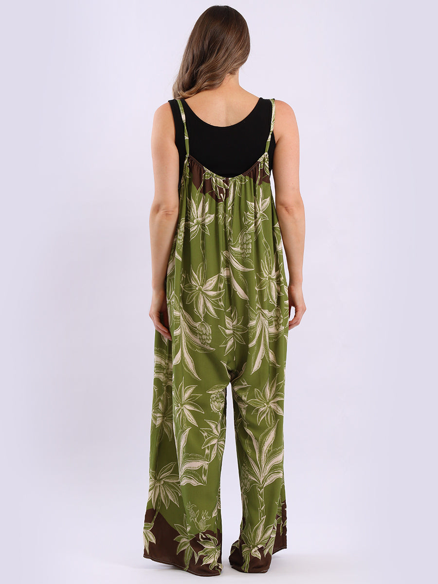 Sleeveless Plus Size Floral Cotton Jumpsuit