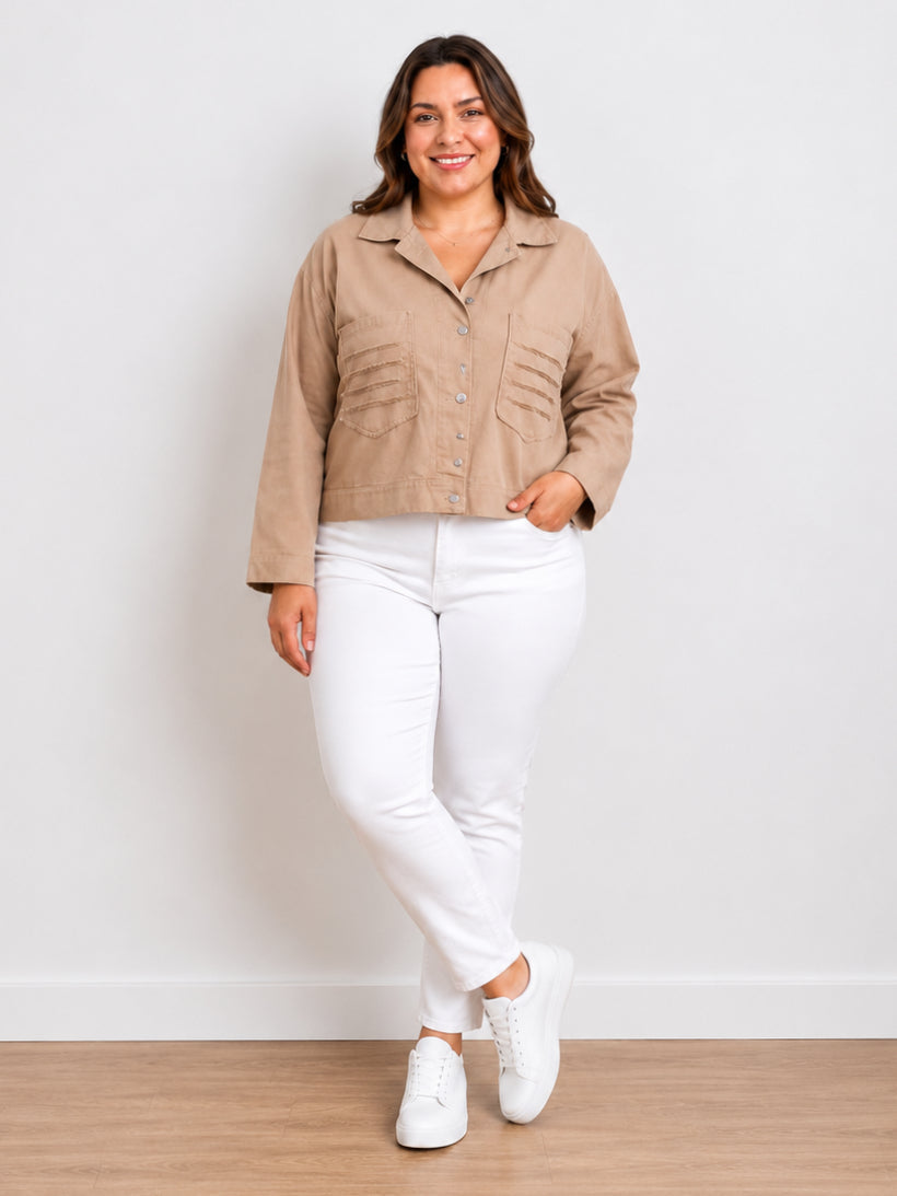 Made In Italy Button Down Solid Cotton Jacket