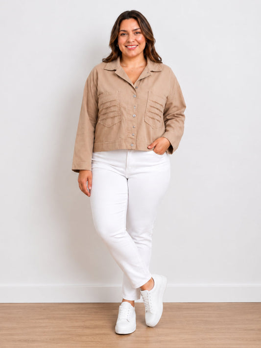 Made In Italy Button Down Solid Cotton Jacket