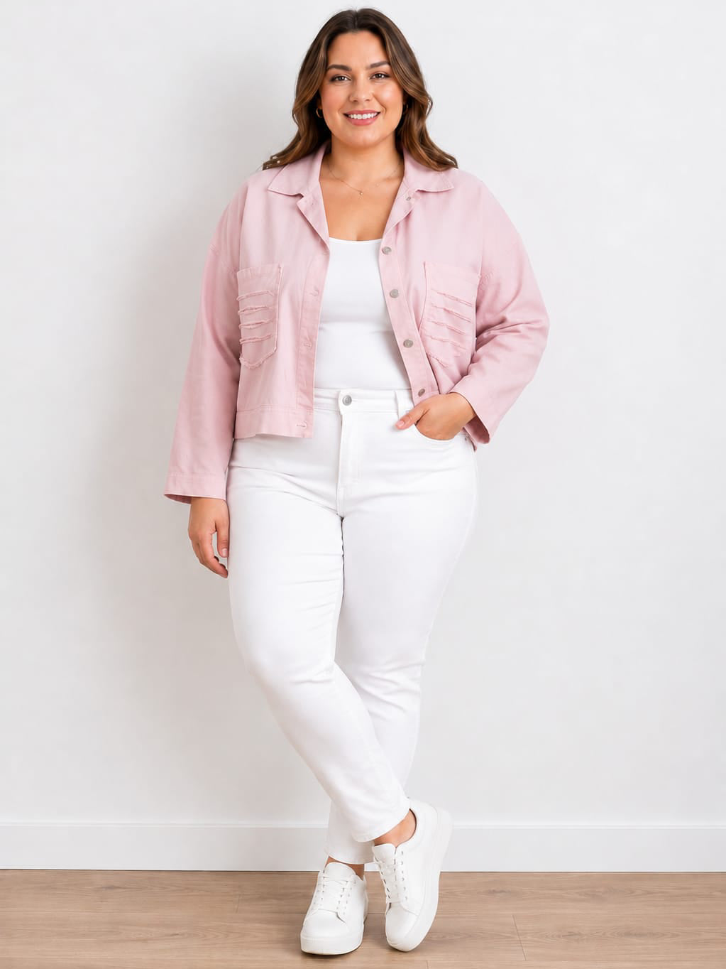 Made In Italy Button Down Solid Cotton Jacket
