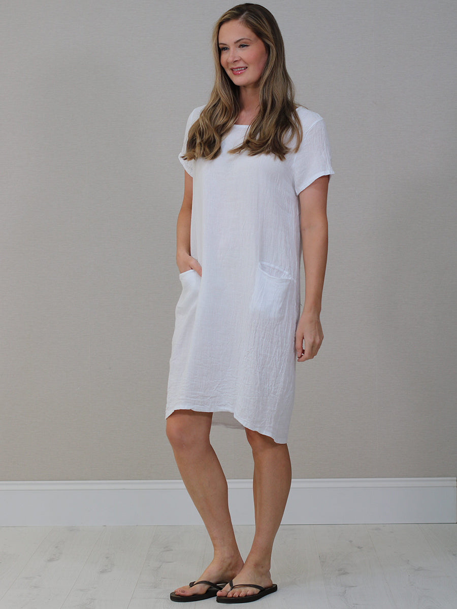 Solid Linen Vintage Wash Midi Dress