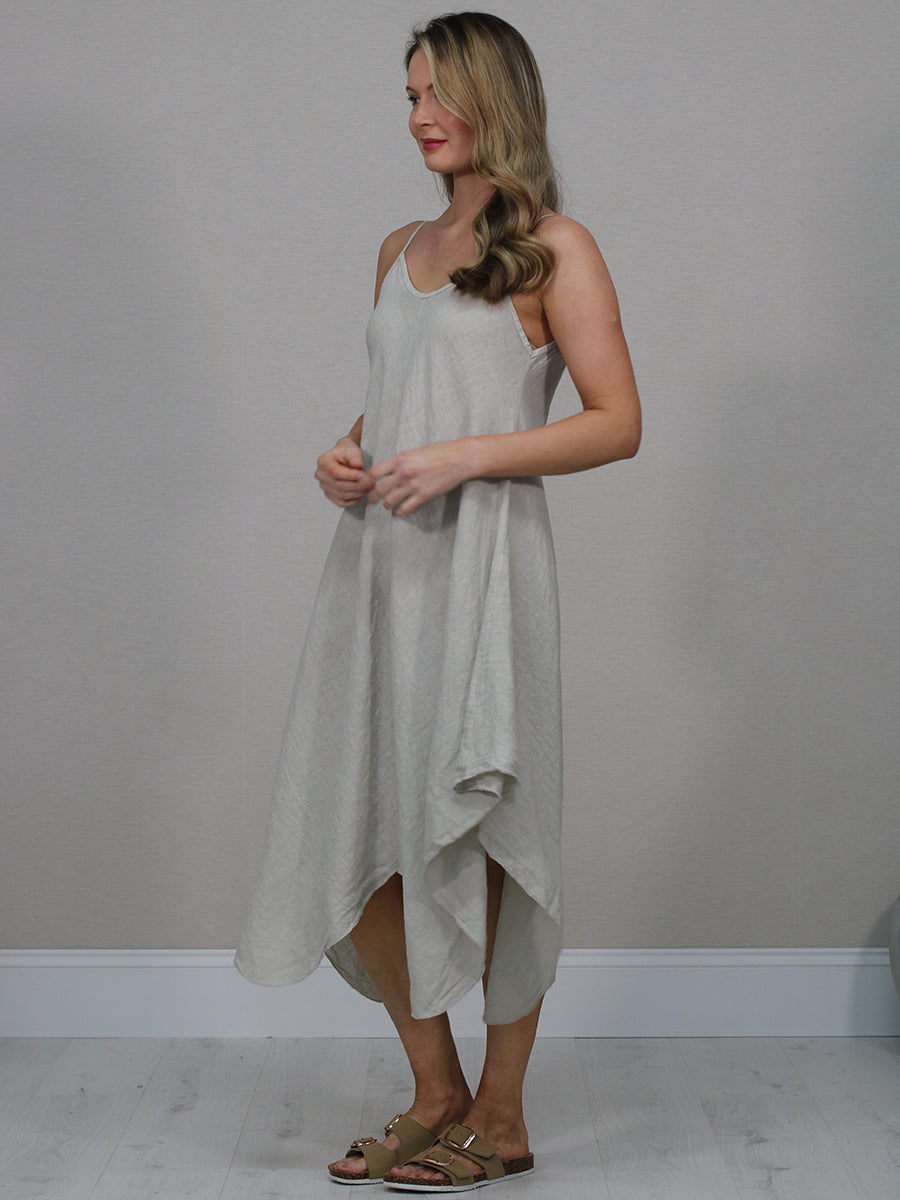 Ladies Linen Asymmetric Hem Cami Dress