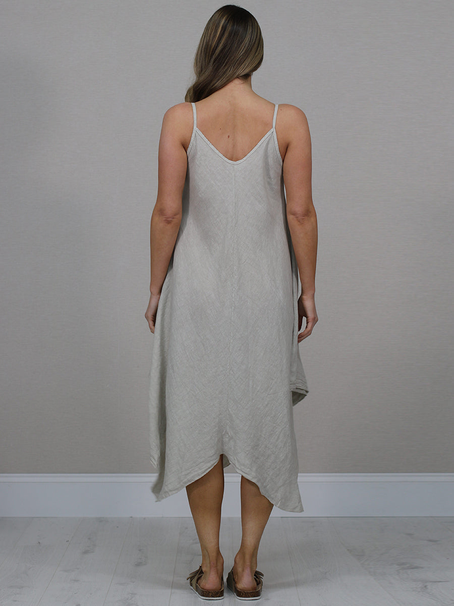 Ladies Linen Asymmetric Hem Cami Dress