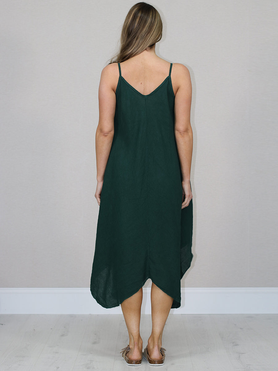 Ladies Linen Asymmetric Hem Cami Dress