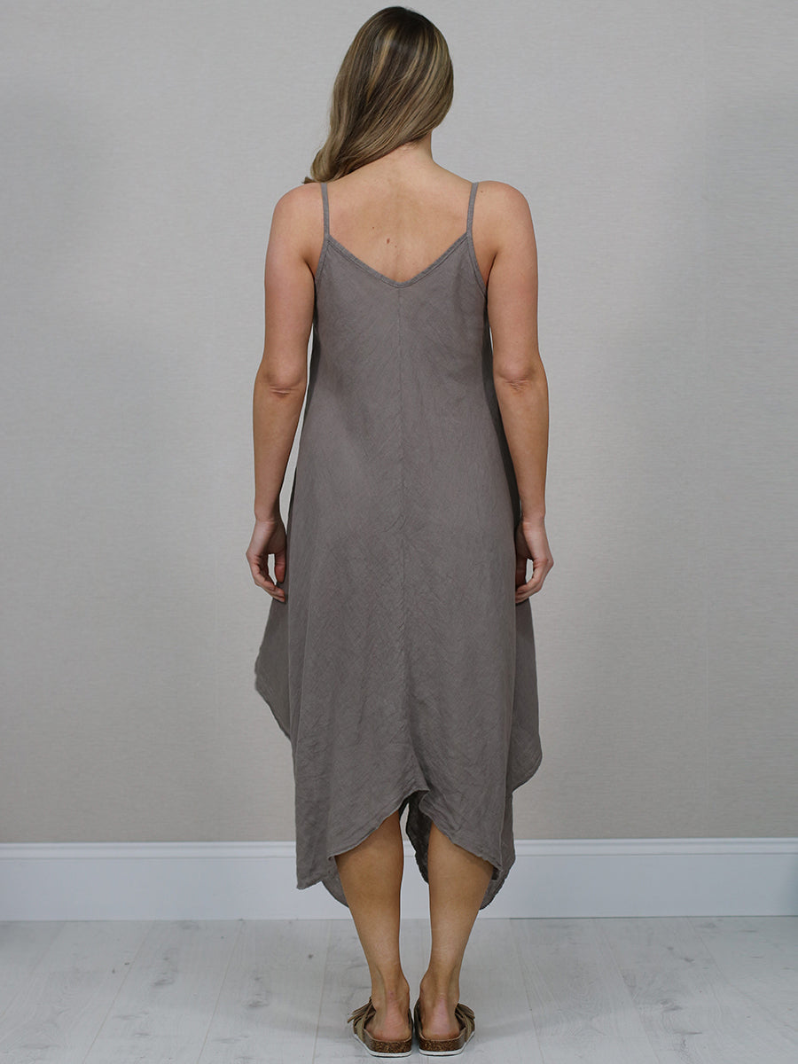 Ladies Linen Asymmetric Hem Cami Dress