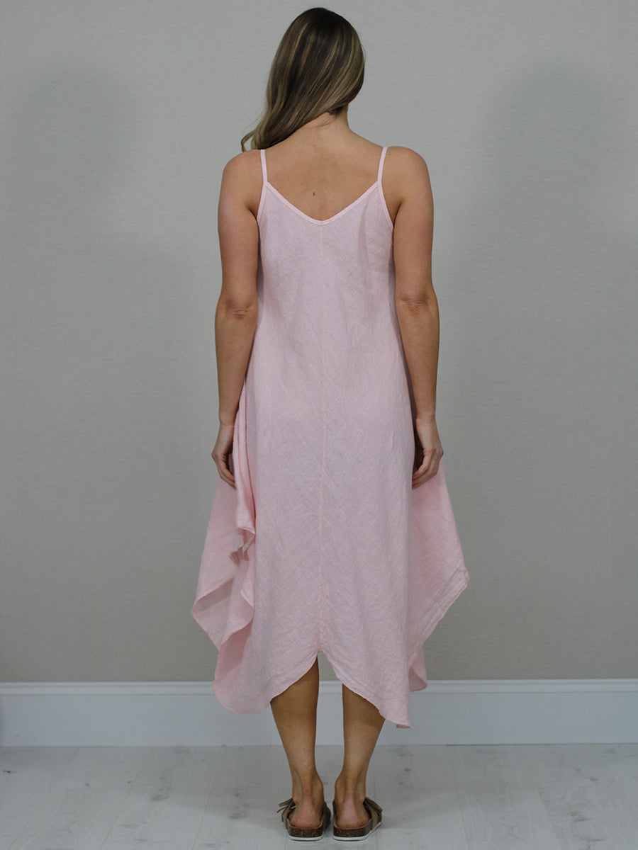 Ladies Linen Asymmetric Hem Cami Dress