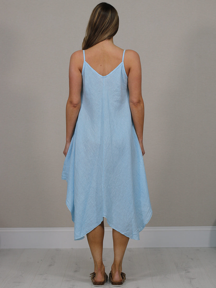 Ladies Linen Asymmetric Hem Cami Dress