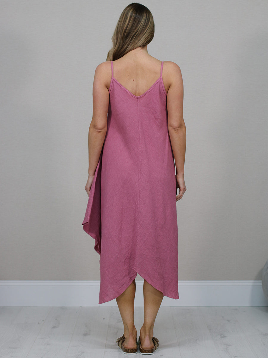 Ladies Linen Asymmetric Hem Cami Dress