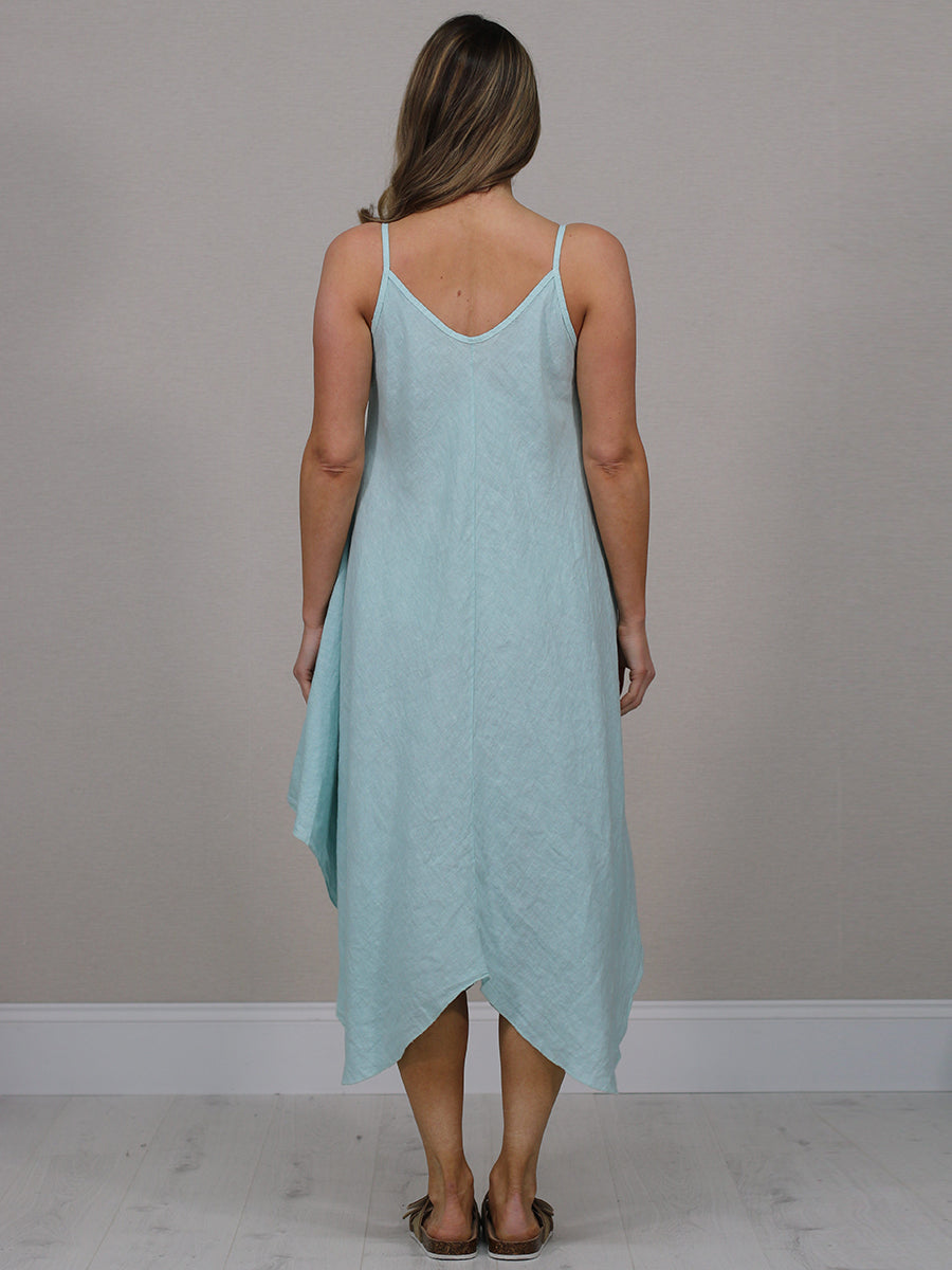 Ladies Linen Asymmetric Hem Cami Dress
