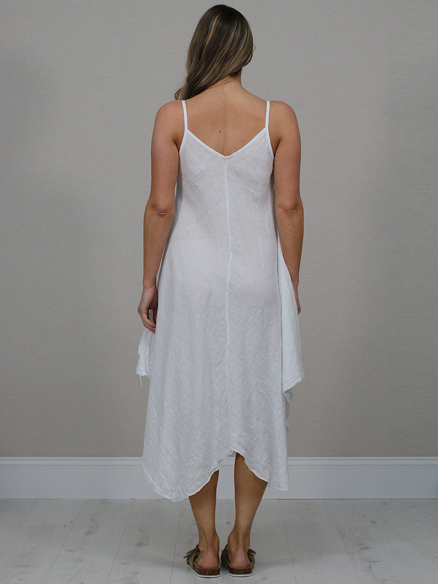 Ladies Linen Asymmetric Hem Cami Dress