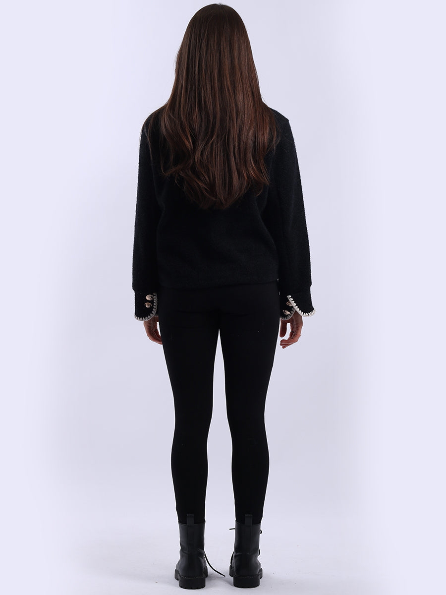 Whipstitch Buttoned Crop Jacket