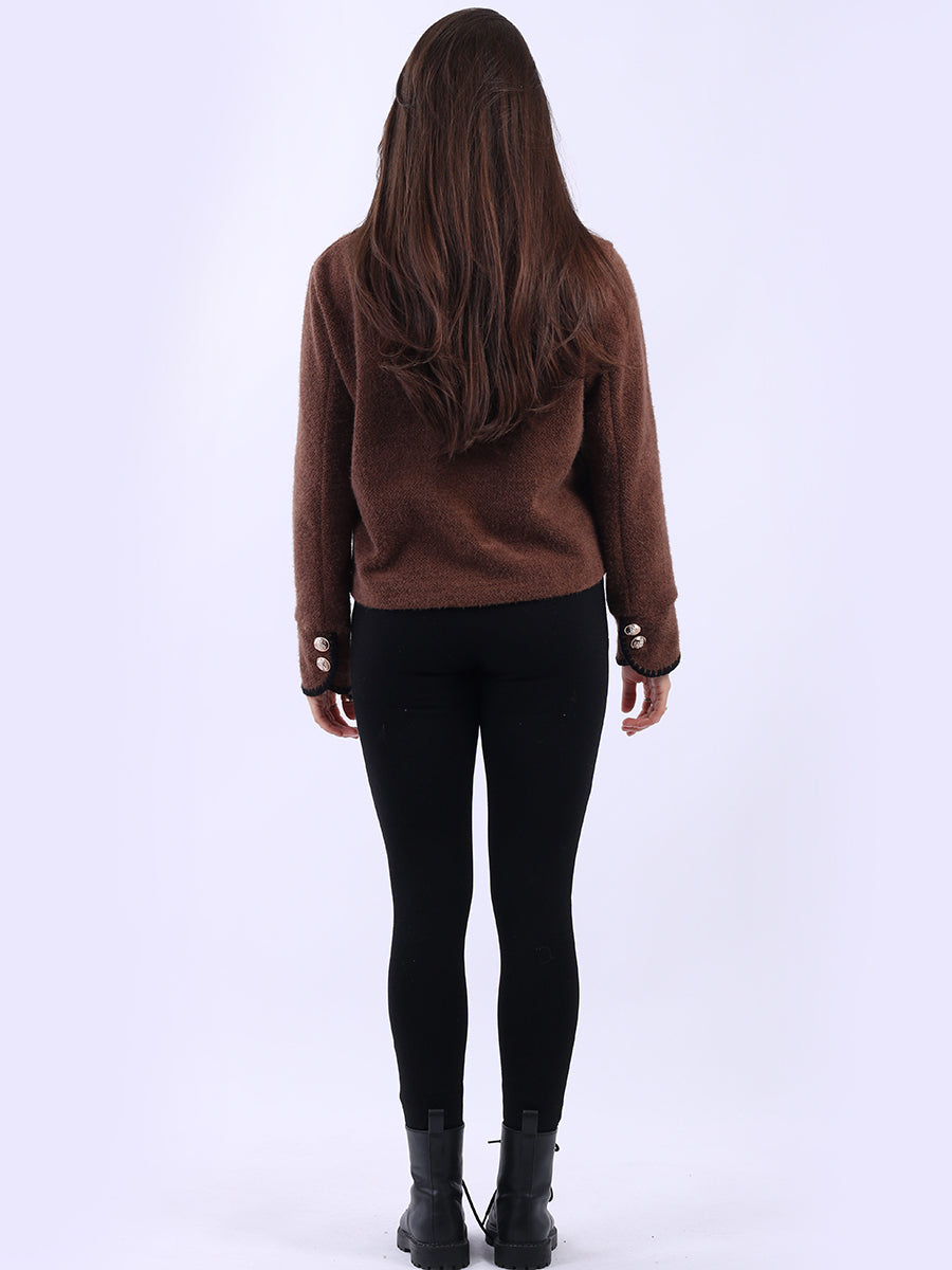 Whipstitch Buttoned Crop Jacket