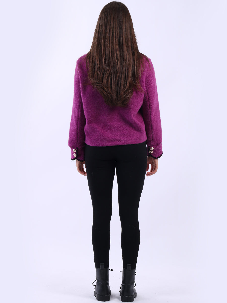 Whipstitch Buttoned Crop Jacket