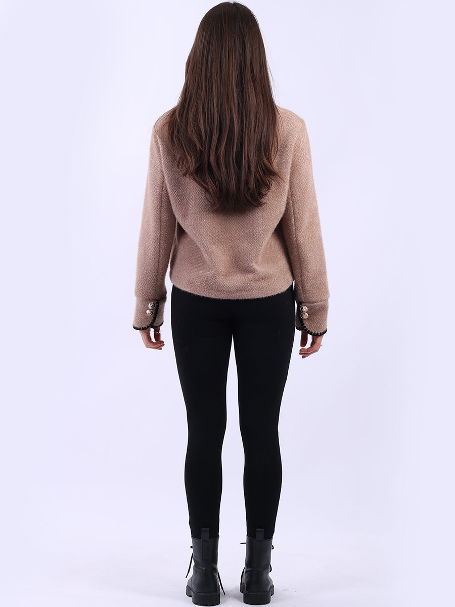 Whipstitch Buttoned Crop Jacket