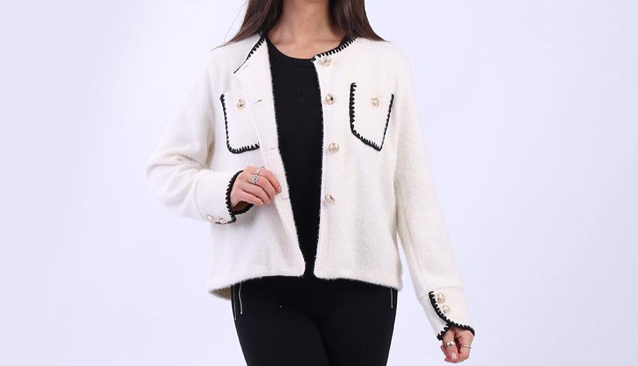 Whipstitch Buttoned Crop Jacket