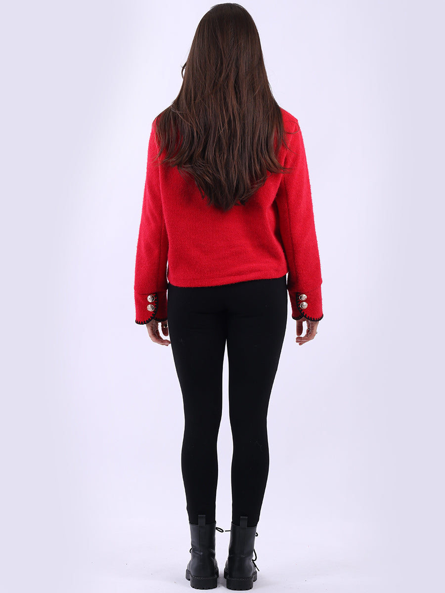 Whipstitch Buttoned Crop Jacket