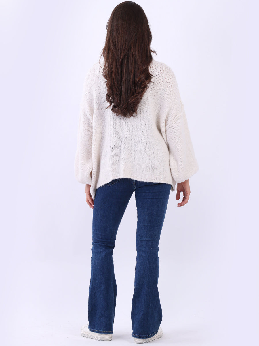 Women Button Down Woolen Knit Crop Cardigan