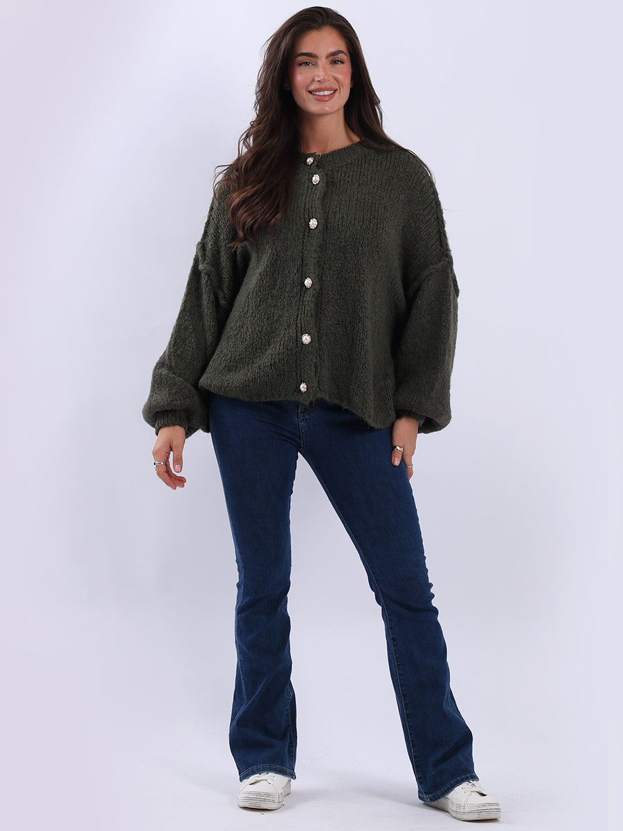 Women Button Down Woolen Knit Crop Cardigan