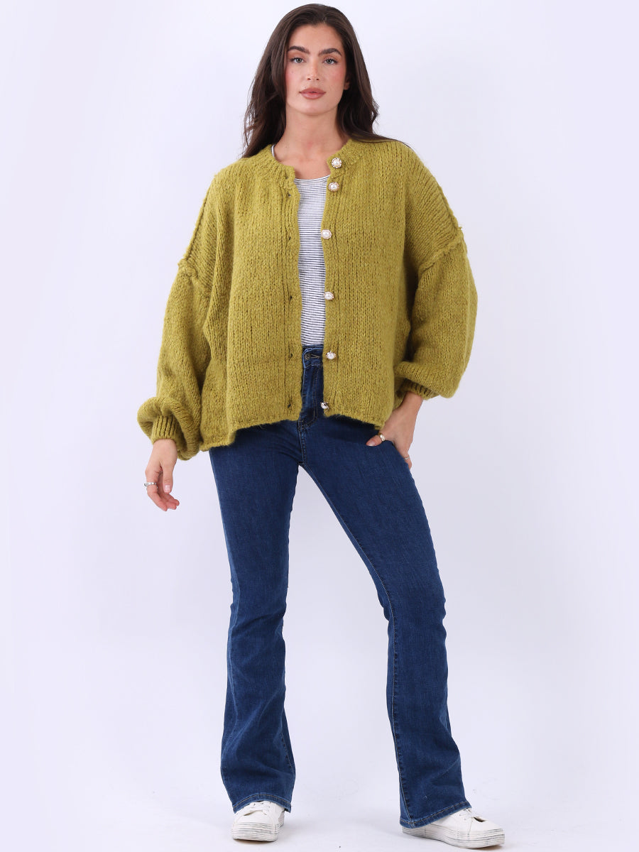 Women Button Down Woolen Knit Crop Cardigan