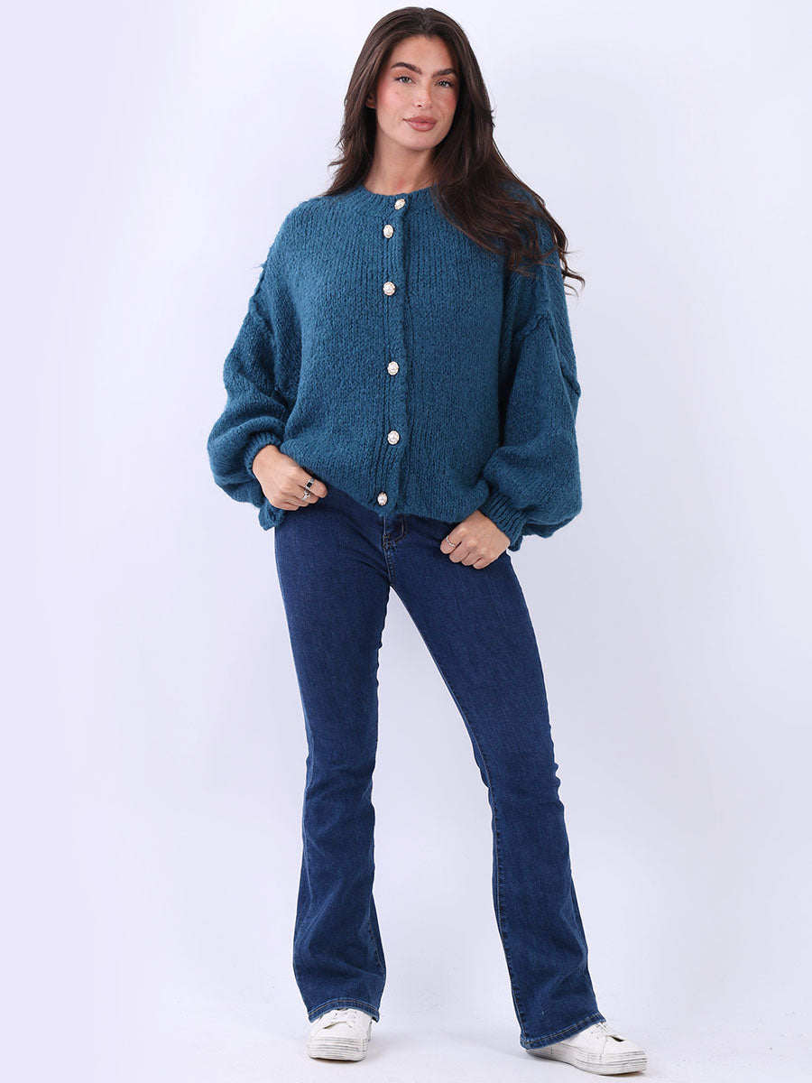 Women Button Down Woolen Knit Crop Cardigan