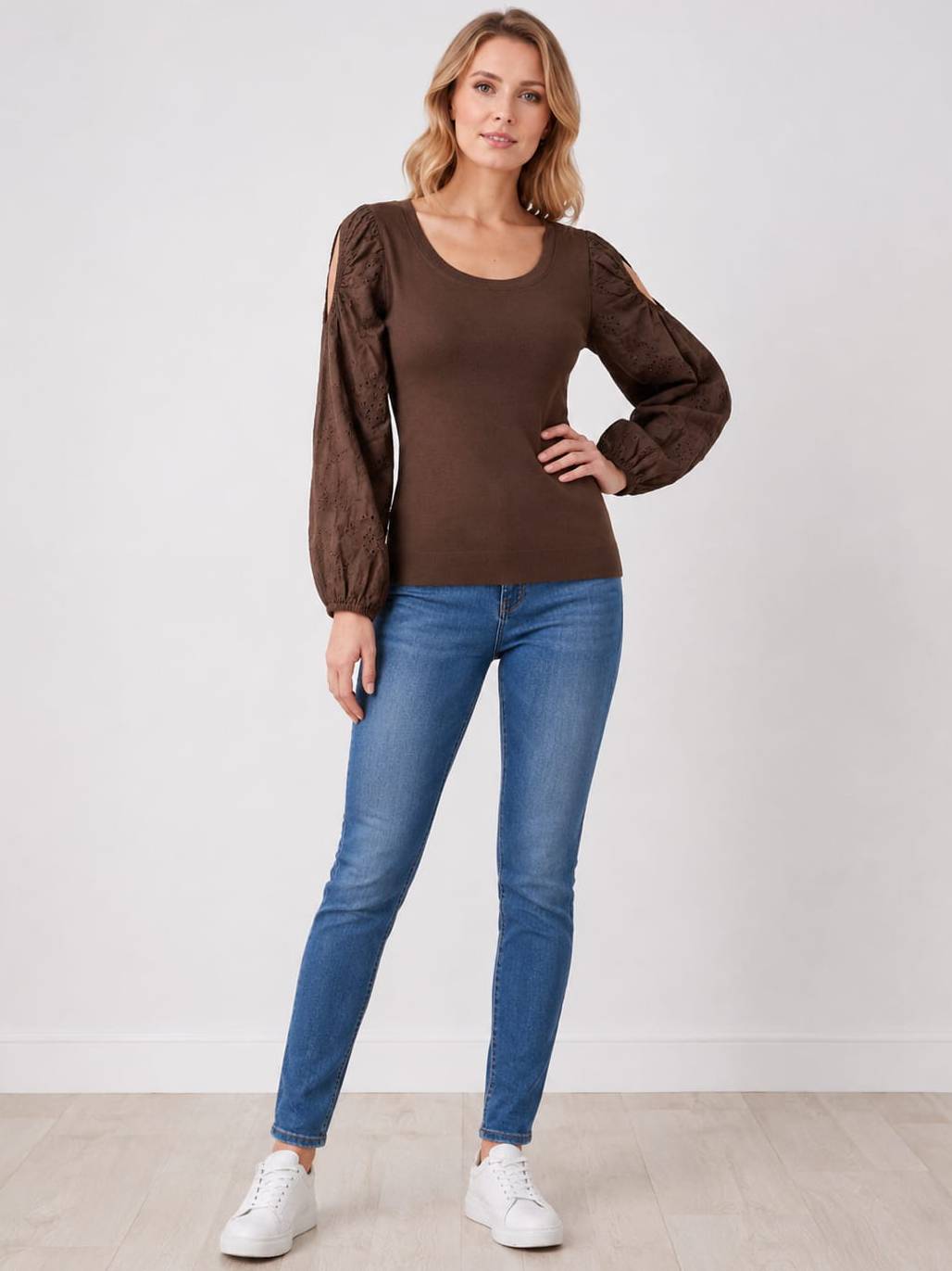 Cold Shoulder Cotton Tee Chocolate