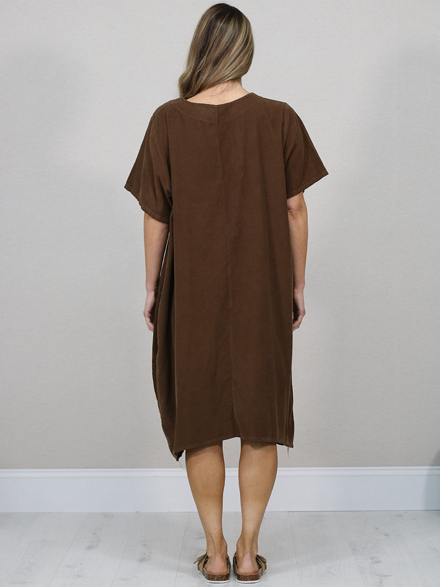 Made In Italy Solid Cotton Midi Dress