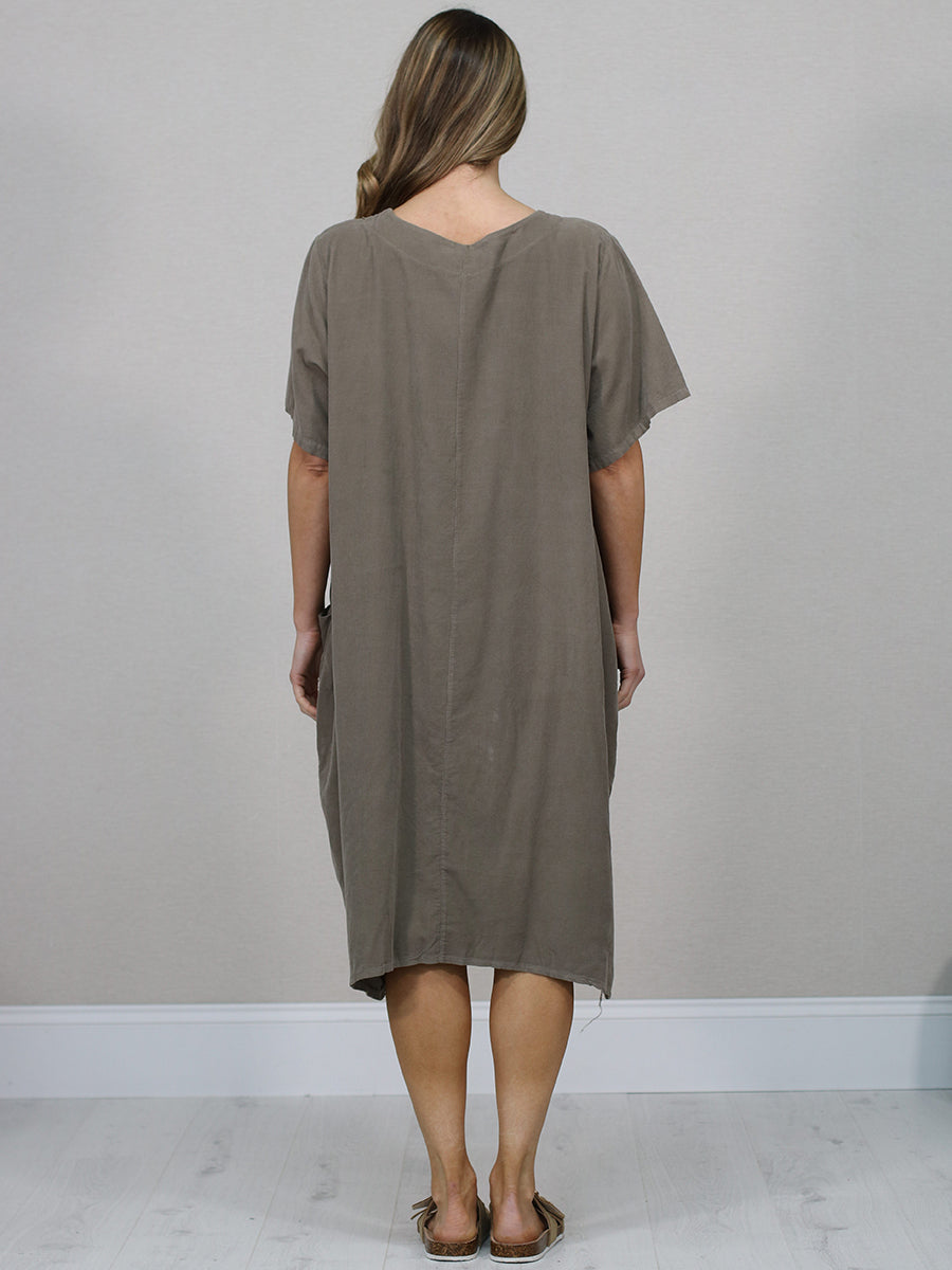 Made In Italy Solid Cotton Midi Dress