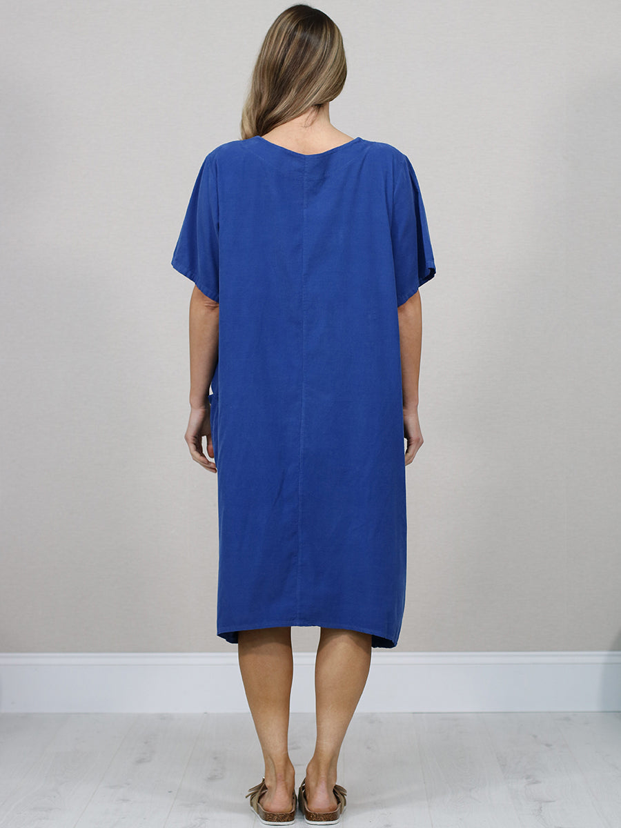 Made In Italy Solid Cotton Midi Dress