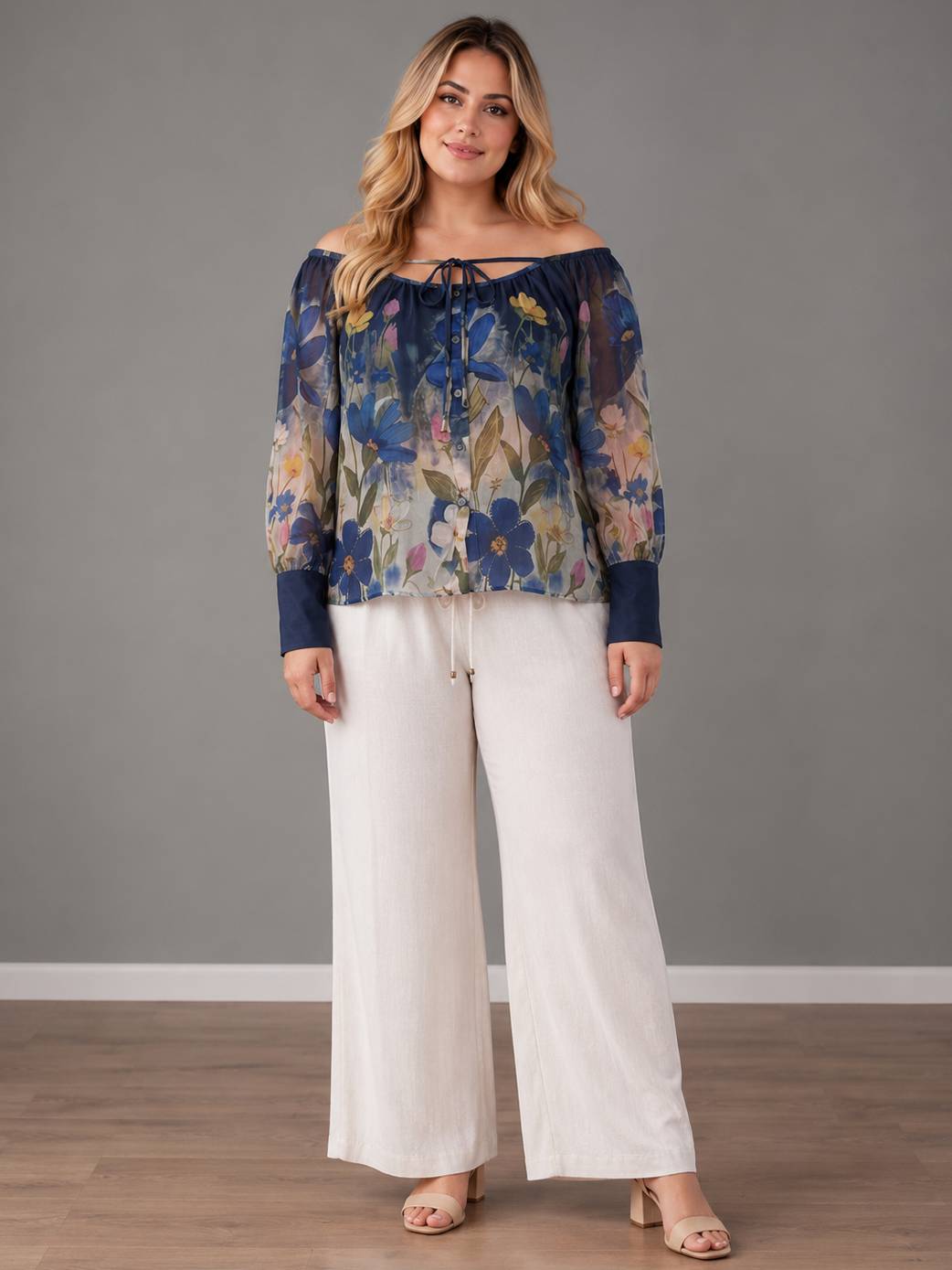 Plus Size Women Off Shoulder Flora Top