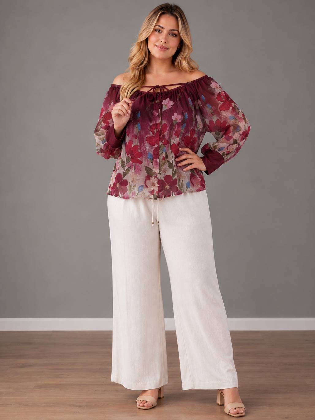 Plus Size Women Off Shoulder Flora Top